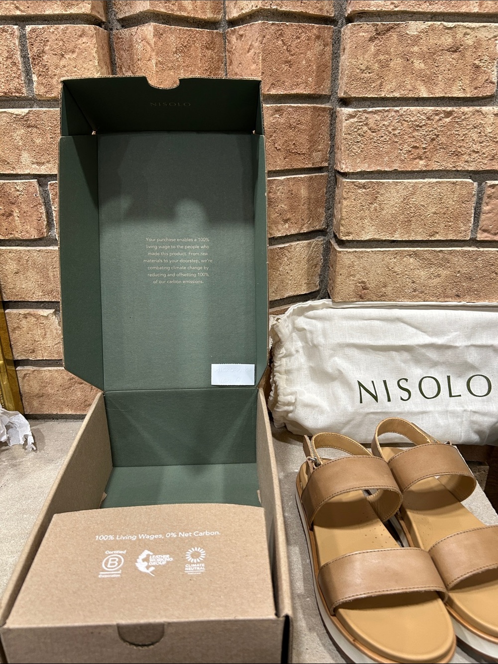 NIB Nisolo Go-To Flatform Sandals Platform Almond Leather Women’s Shoes Size 8 - Picture 6 of 6